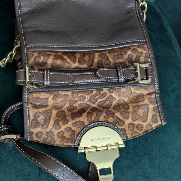 Michael Kors Brown Leather and Calfhair Margo Top Handle Satchel Bag - Picture 7 of 12